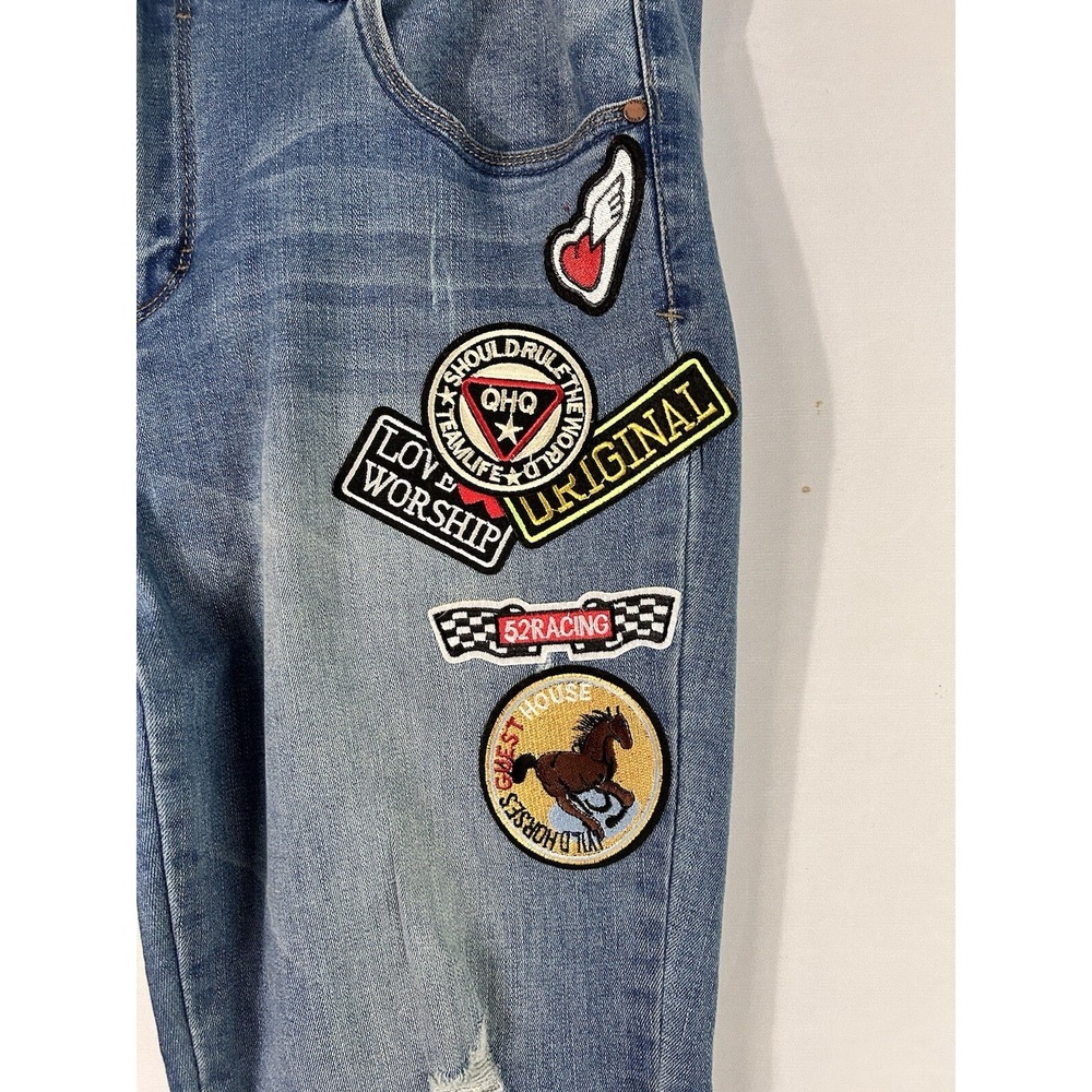 Black Label C'est Toi Womens Patchwork Distressed Skinny Jeans Blue Size 15 W33